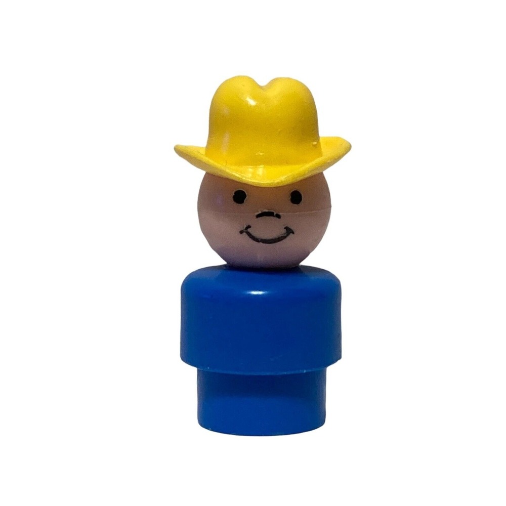 Vintage Fisher Price Little People Cowboy W/ Yellow Hat Western Figure
